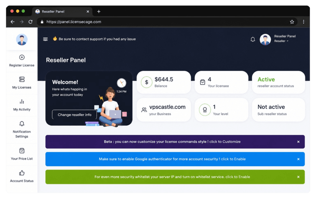 licensecage reseller panel